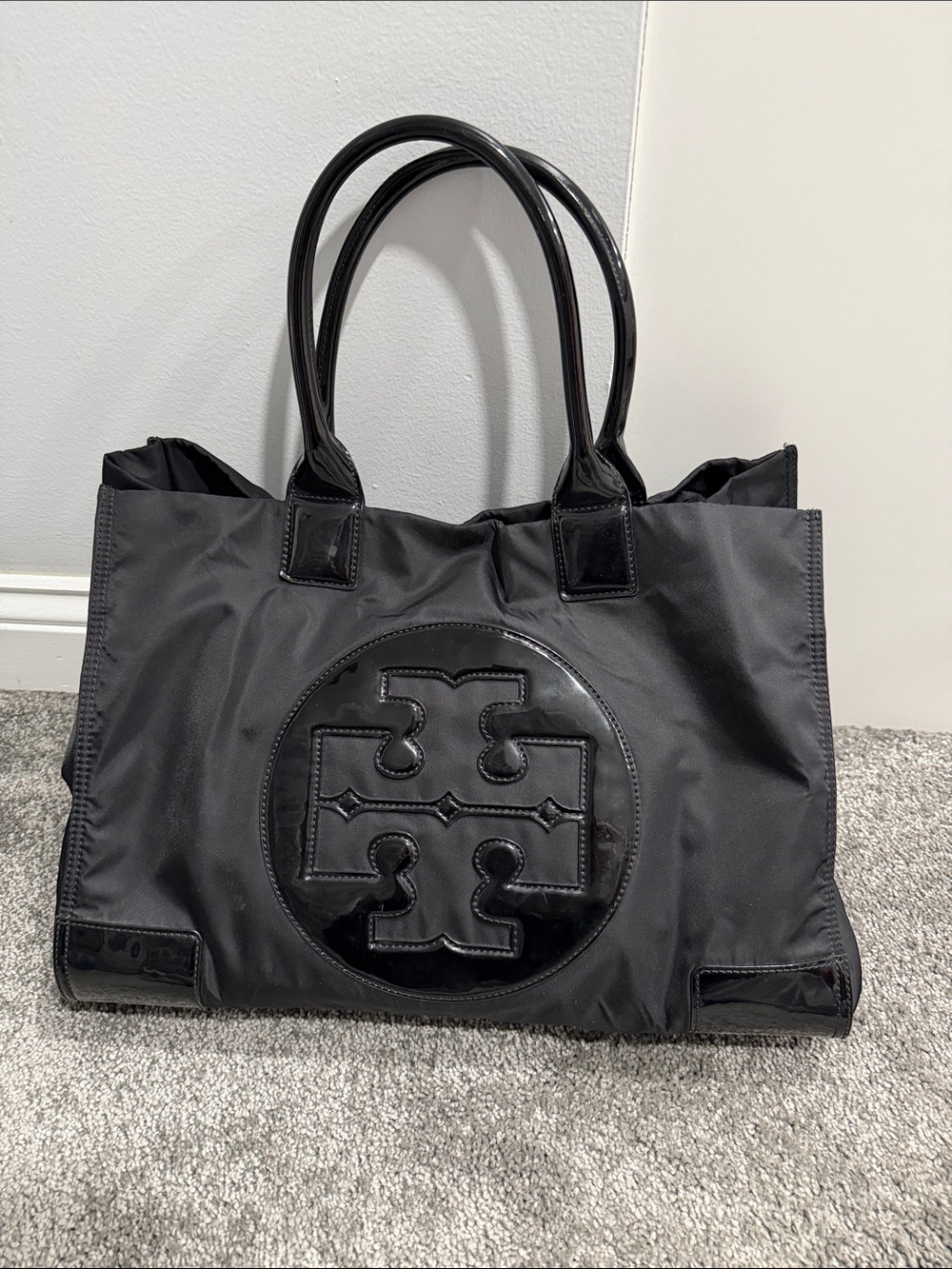 Tory Burch Black Nylon Logo Tote
